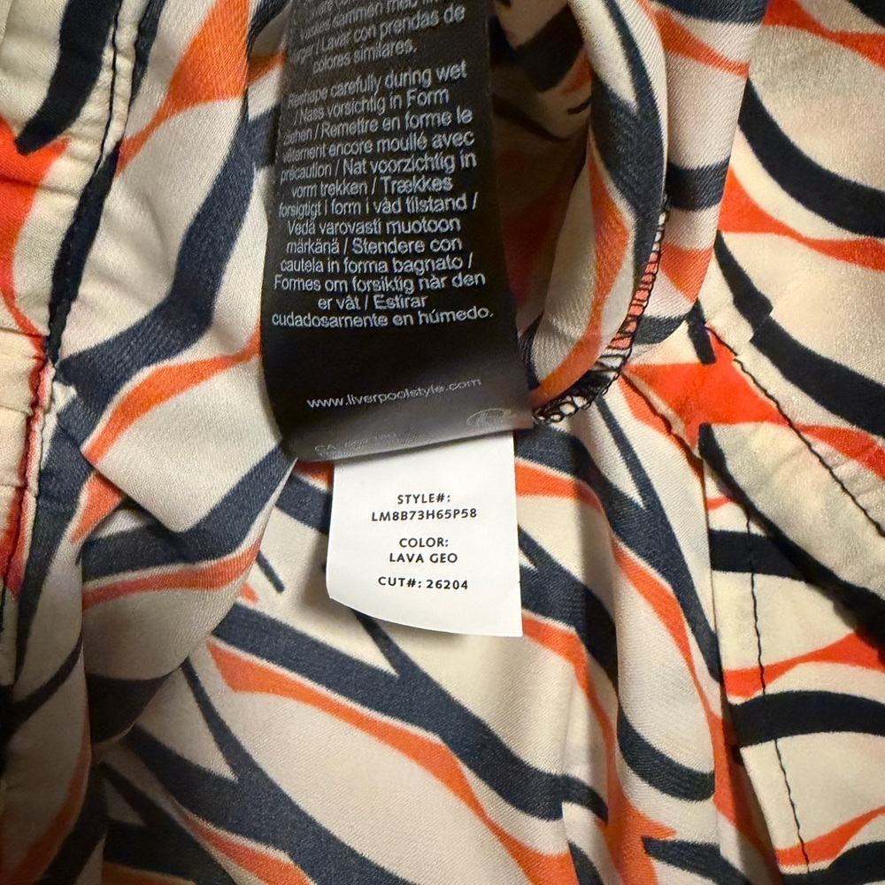 Liverpool Women's Wrap Blouse - Orange and Black Pattern sz Large L Lg - Picture 7 of 7
